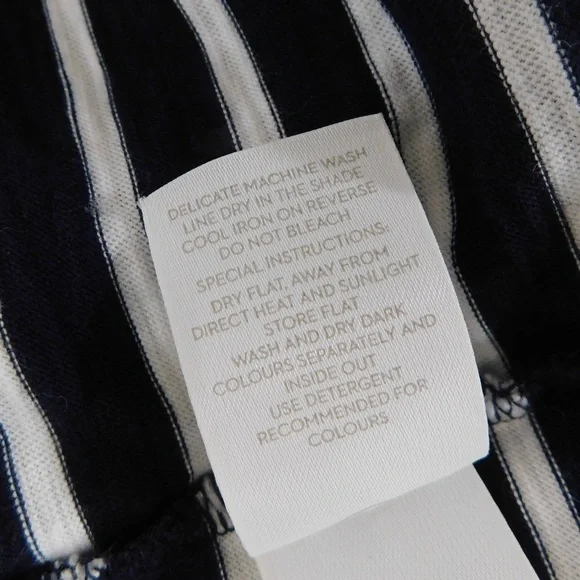 BODEN Bridget Jersey Knit Dress Navy White Stripe Red Pom Poms Shift Size 6 - Picture 15 of 16